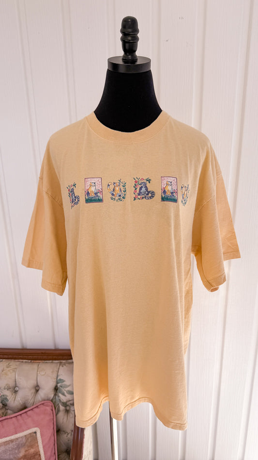 T-shirt jaune chats- x-large