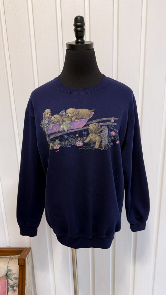 Chandail crewneck marine chiots- small