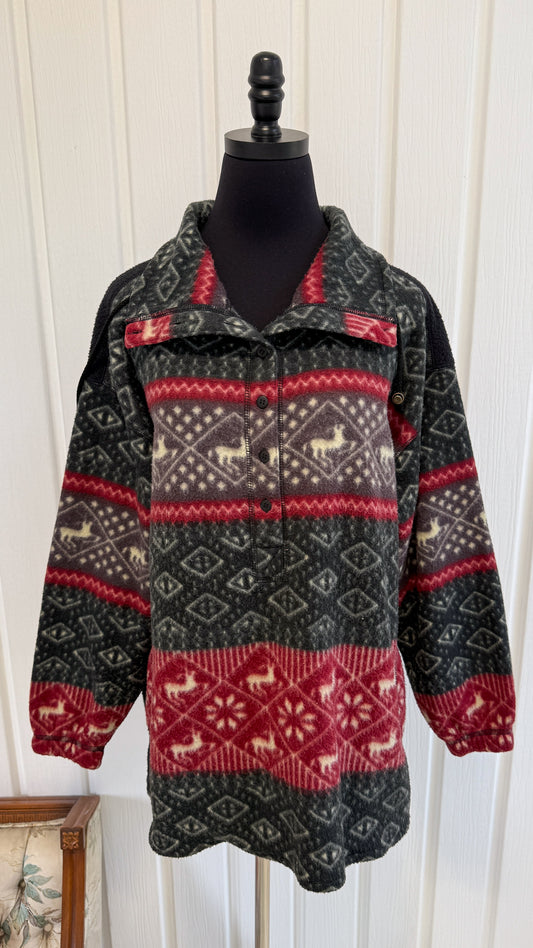 Red and gray fleece sweater - large