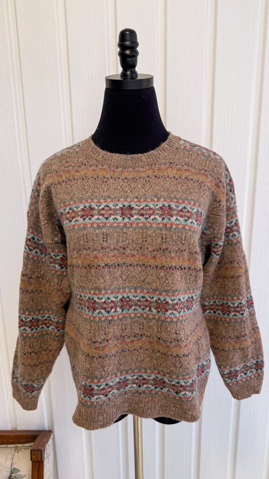 Chandail en lainage beige rayé- small
