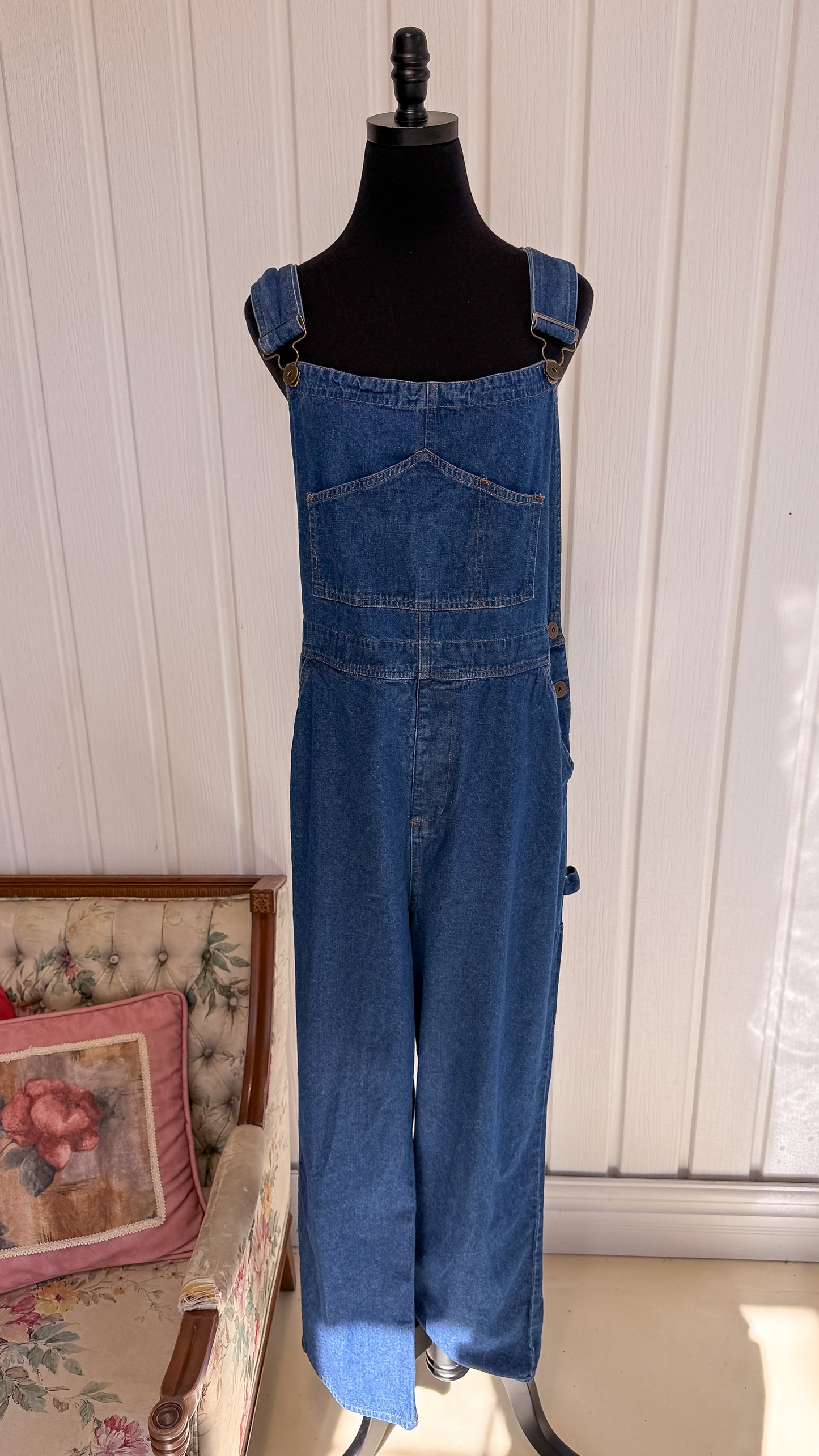 Salopette en jeans bleu foncée- large
