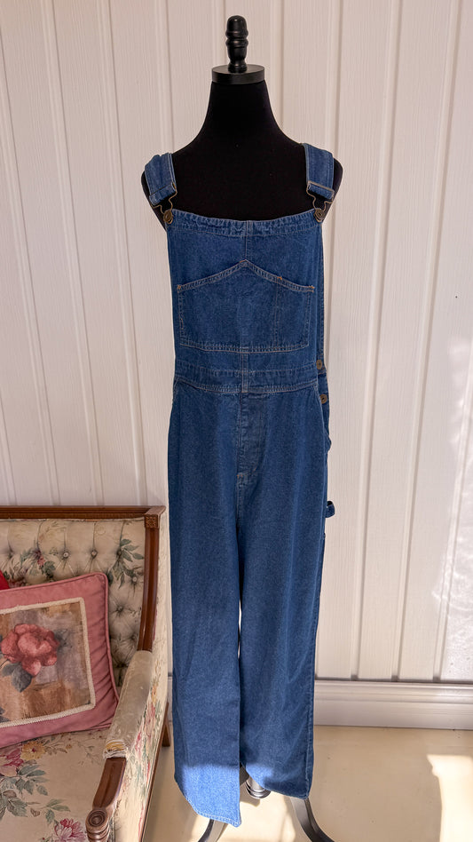 Salopette en jeans bleu foncée- large