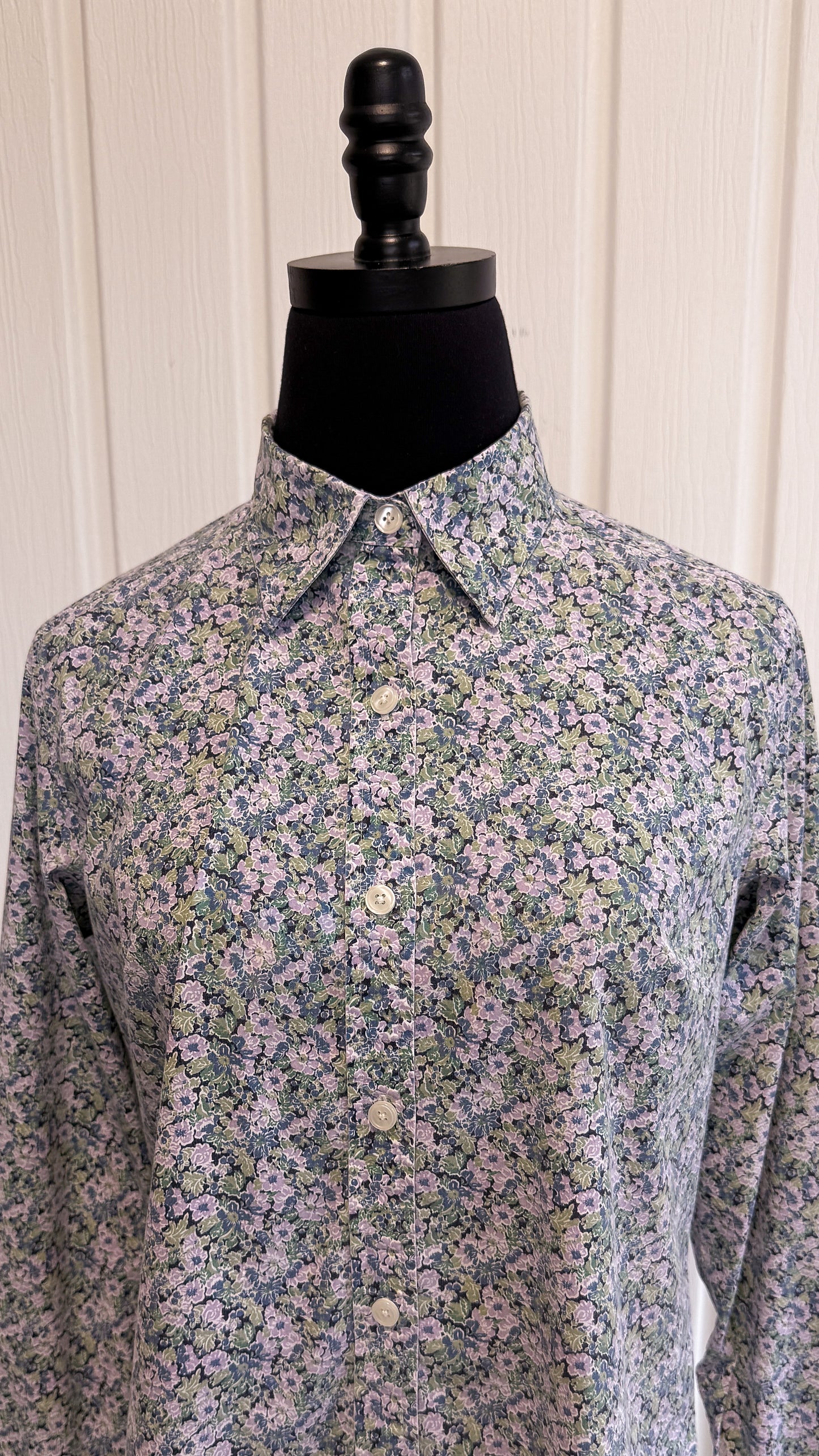 Chemisier fleuris mauve et vert- small