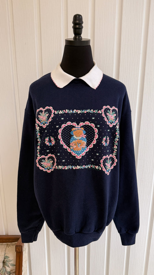 Chandail crewneck marine ourson- large