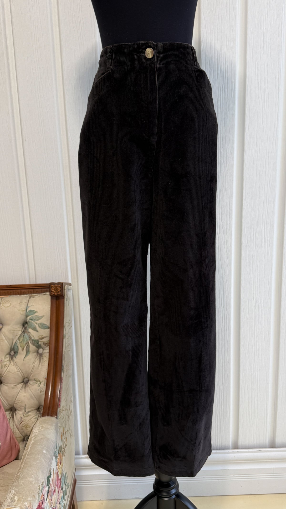Pantalon corduroy noir droit- large