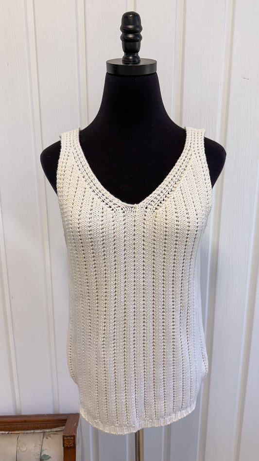 Haut sans manche en tricot blanc- medium