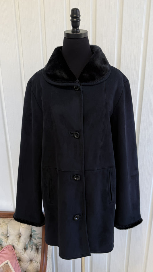 Manteau en faux suede noir - medium