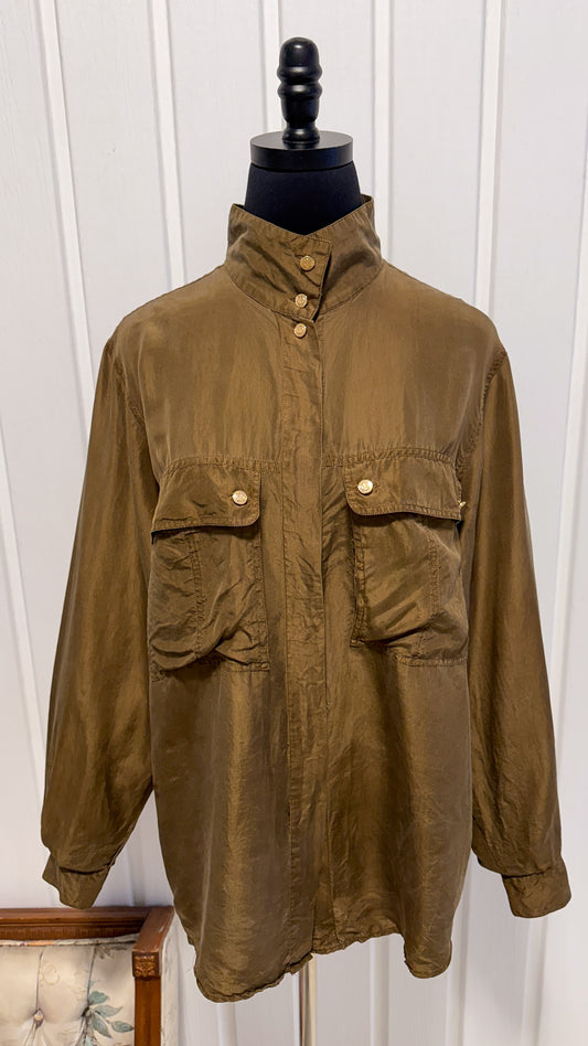 Chemisier en soie kaki-medium