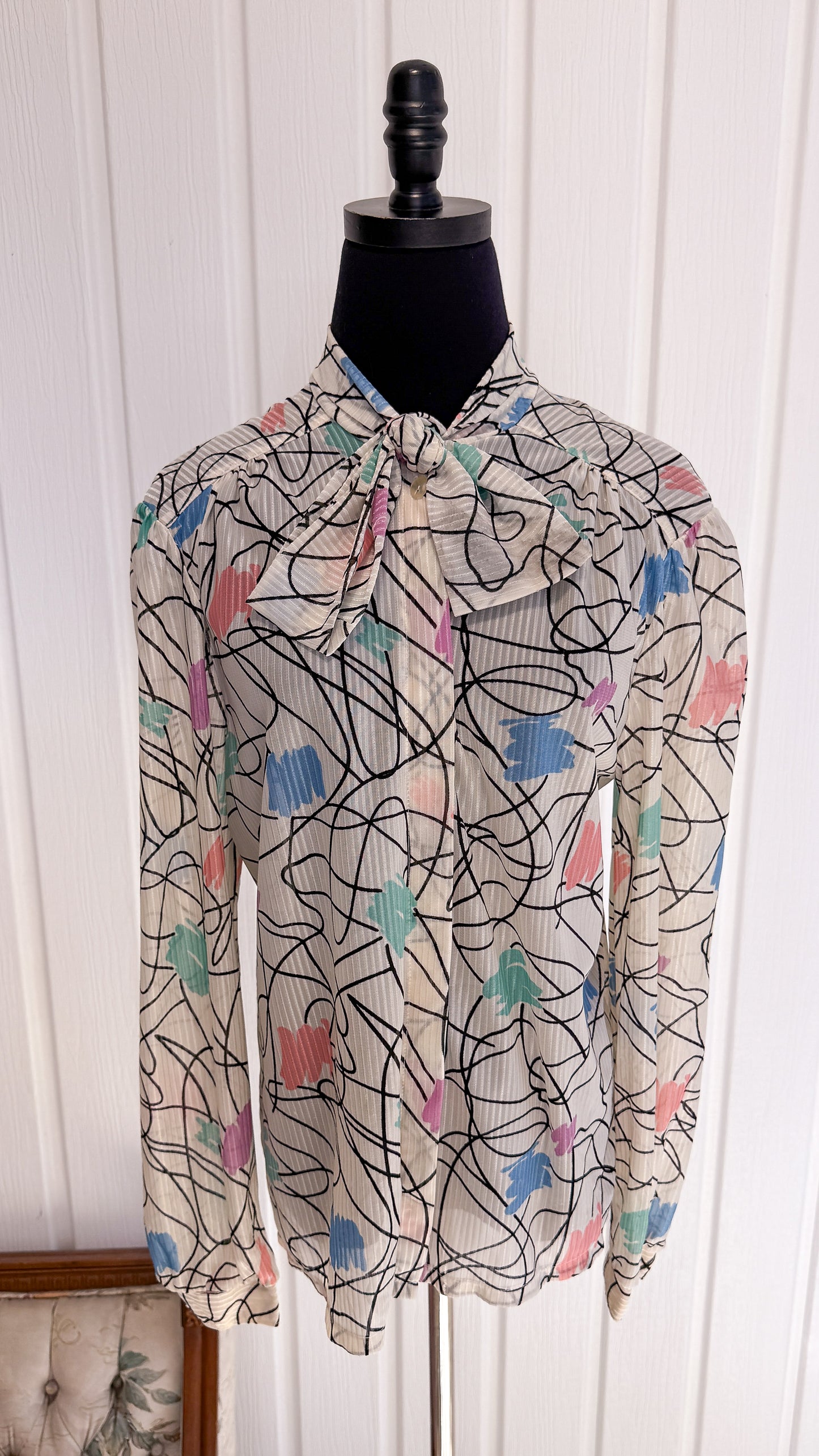 Chemisier beige gribouillis- small