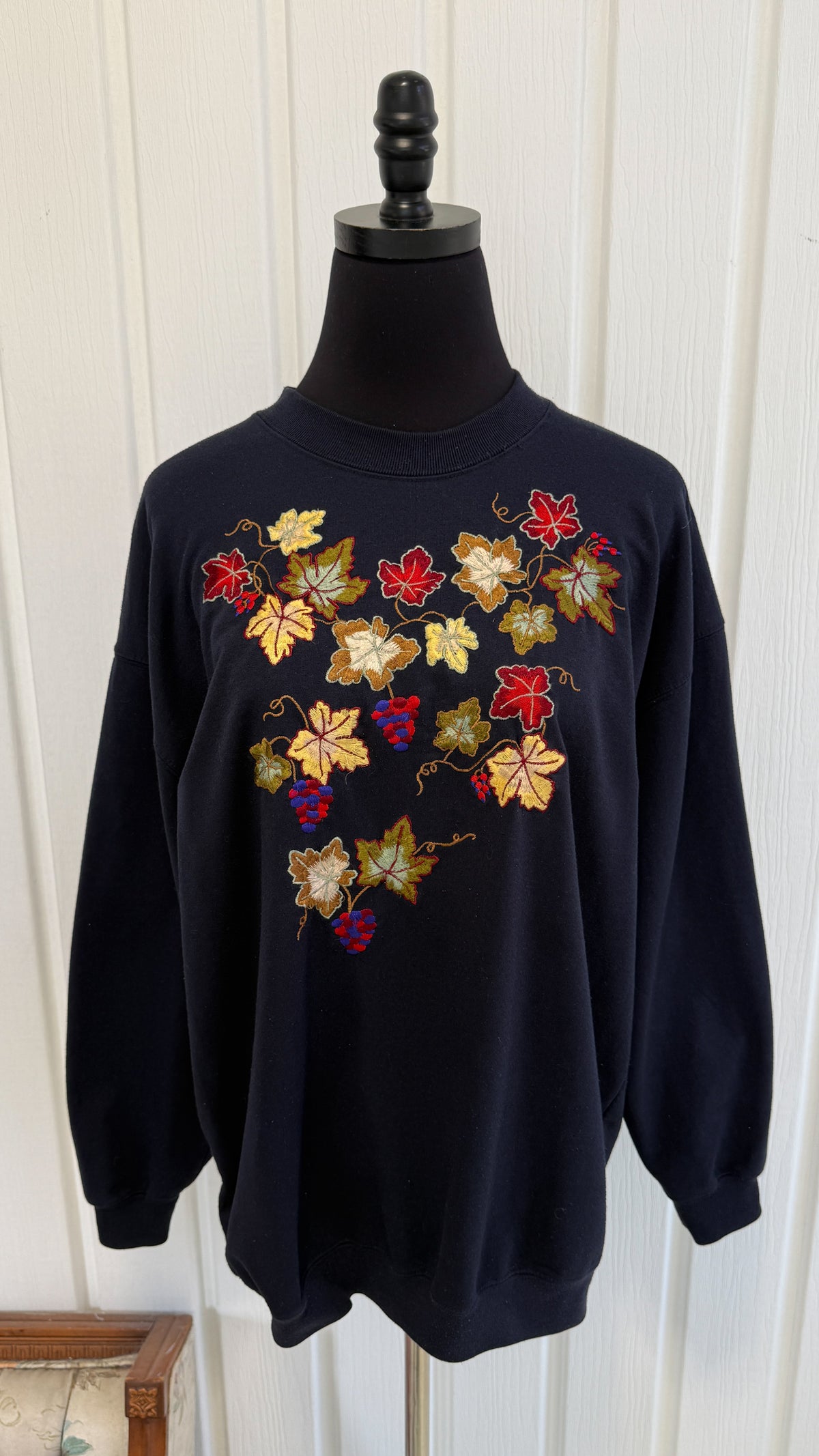 Chandail crewneck marine feuilles- large
