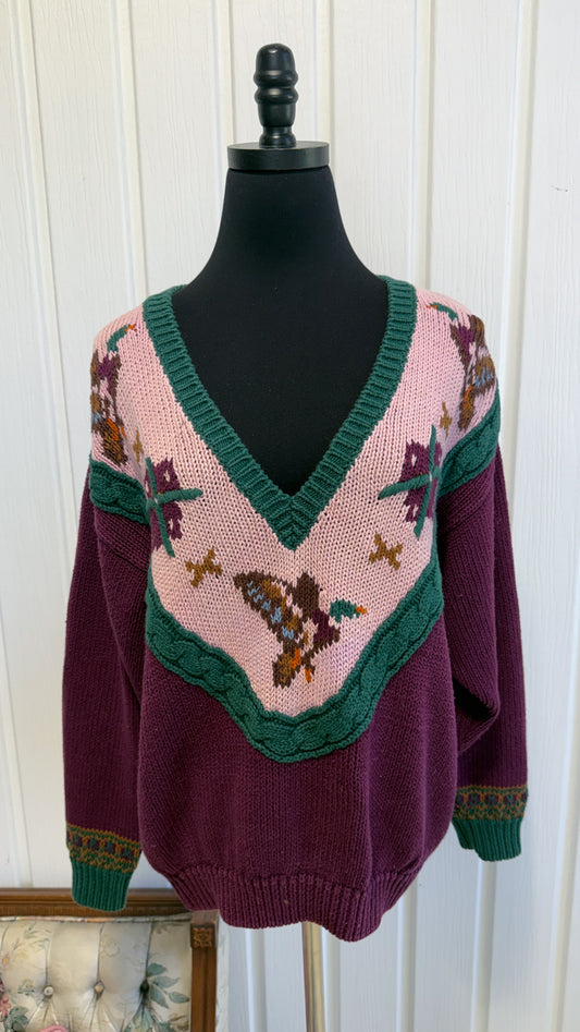 Chandail tricot mauve canard- medium