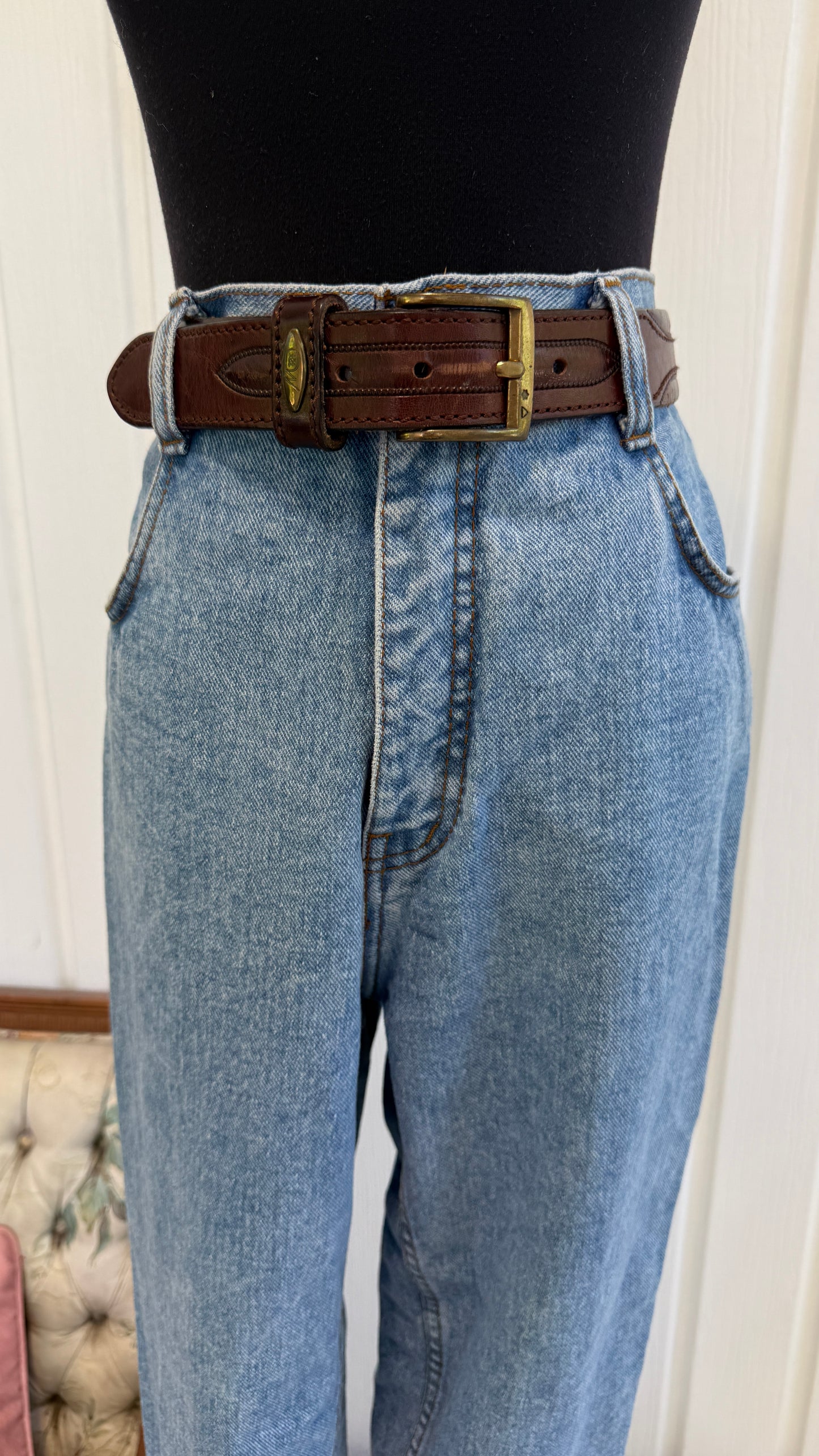 Ceinture en cuir brune foncé- large