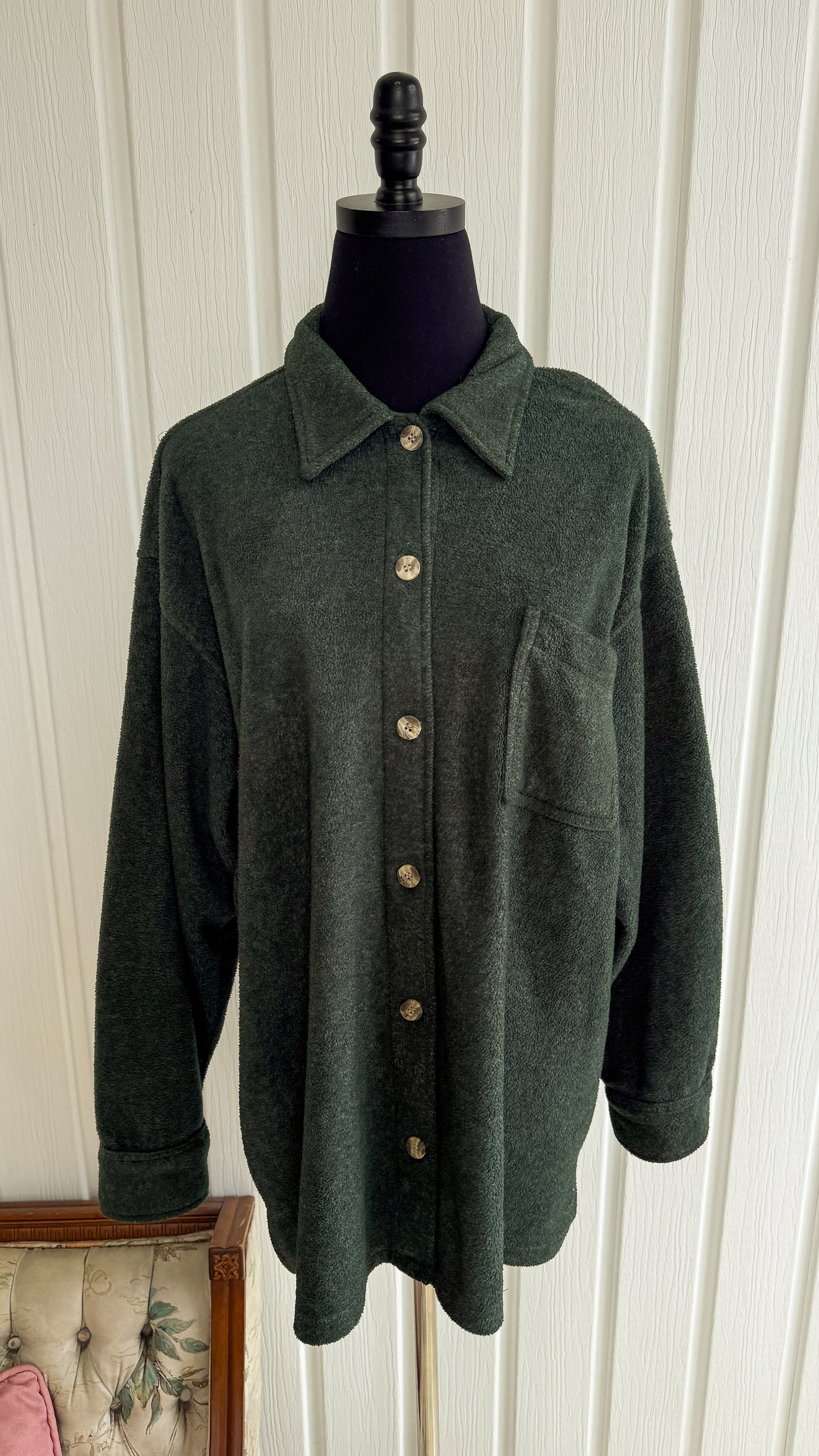 Veste en polar vert fôret- large