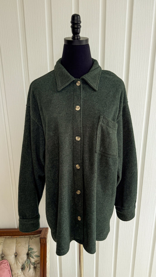 Forest green fleece jacket - large