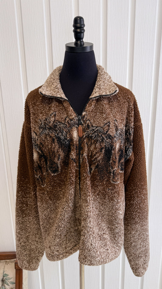 Veste en polar chevaux- medium