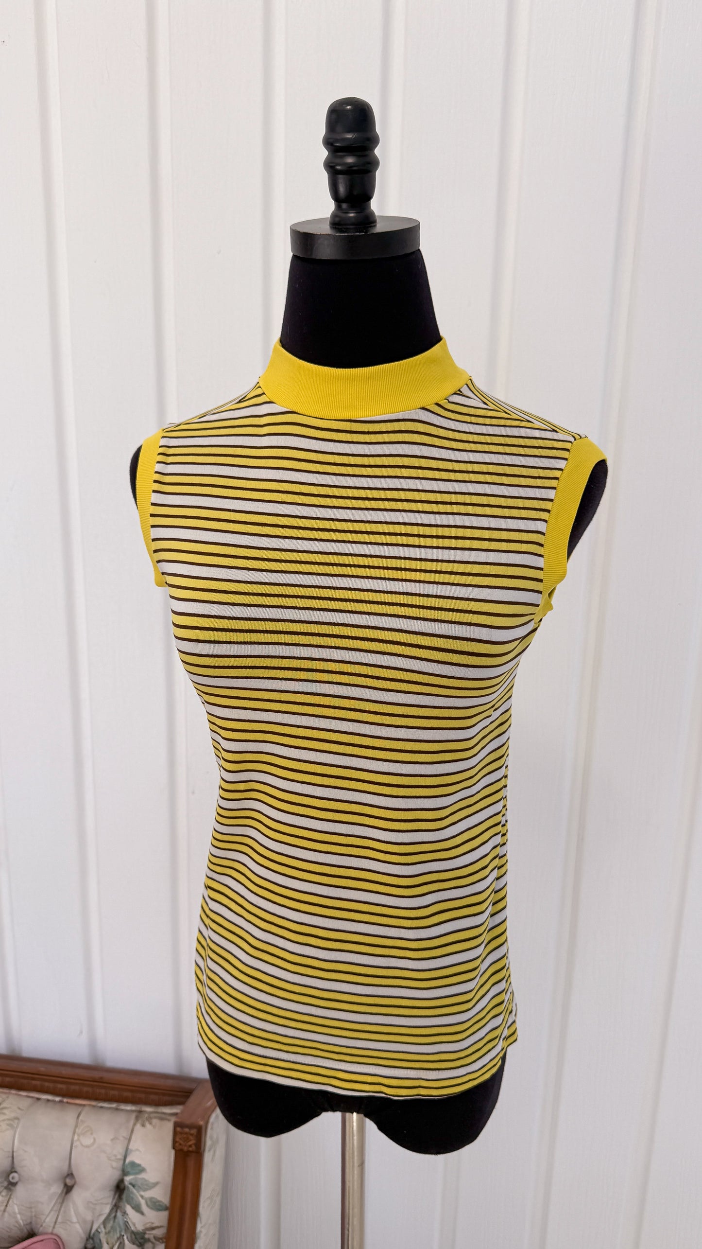 Haut sans manches rayé jaune- small