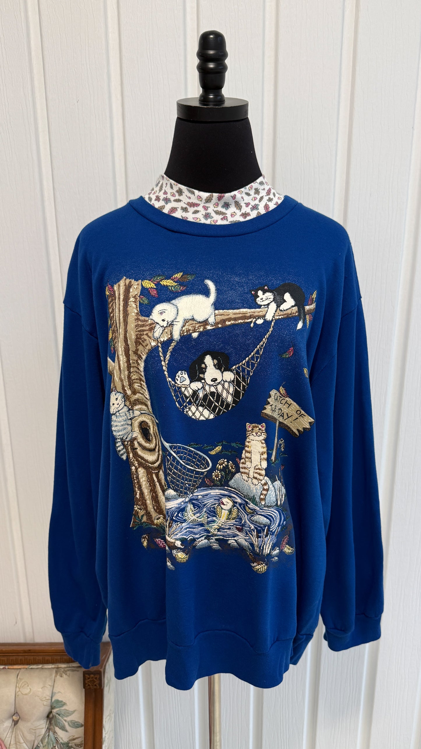 Chandail crewneck bleu animaux- taille plus