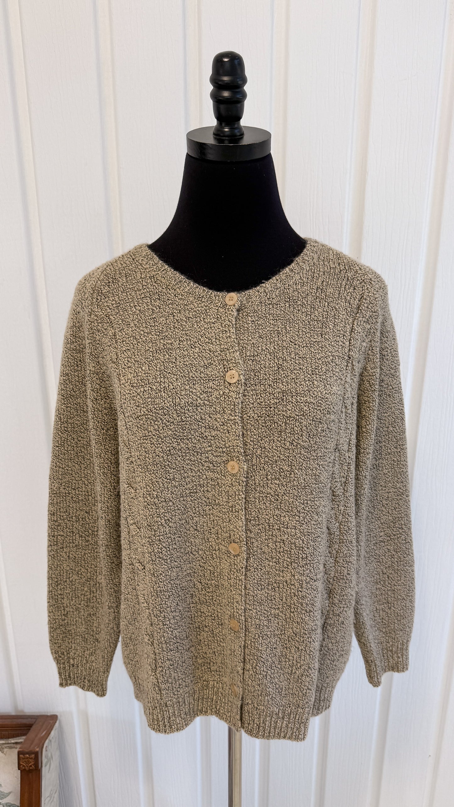 Cardigan tricot beige torsadée- large