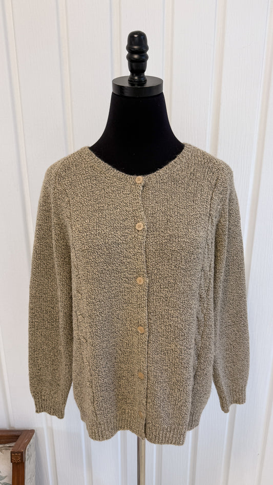 Cardigan tricot beige torsadée- large
