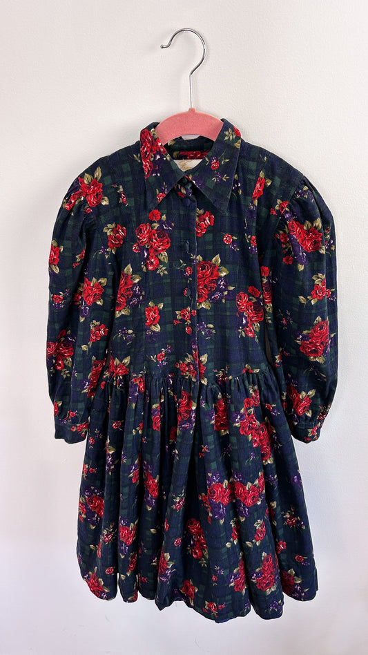 Enfant- Robe carreauté fleurie - 9