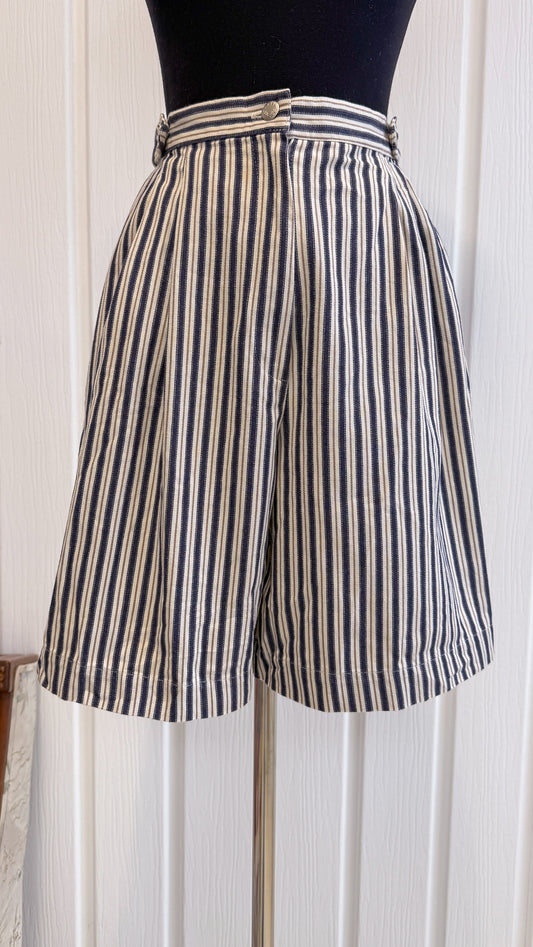 Bermuda beige rayé marine- small