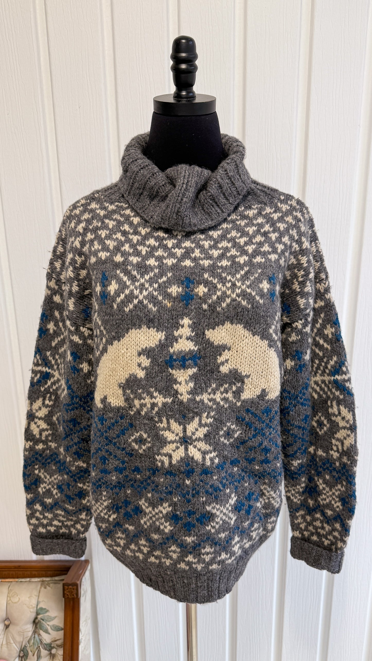 Chandail en lainage gris ours- medium