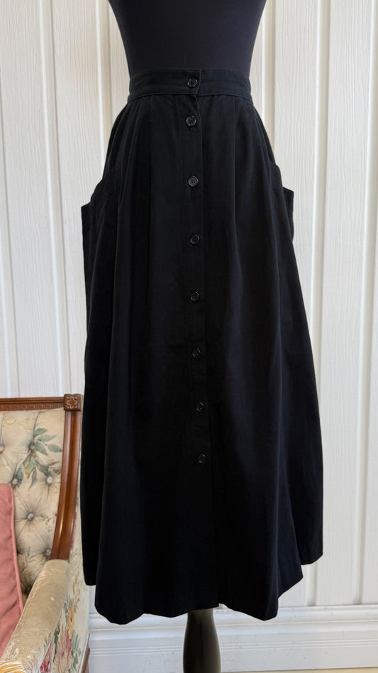 Jupe évasée noir à boutons-small