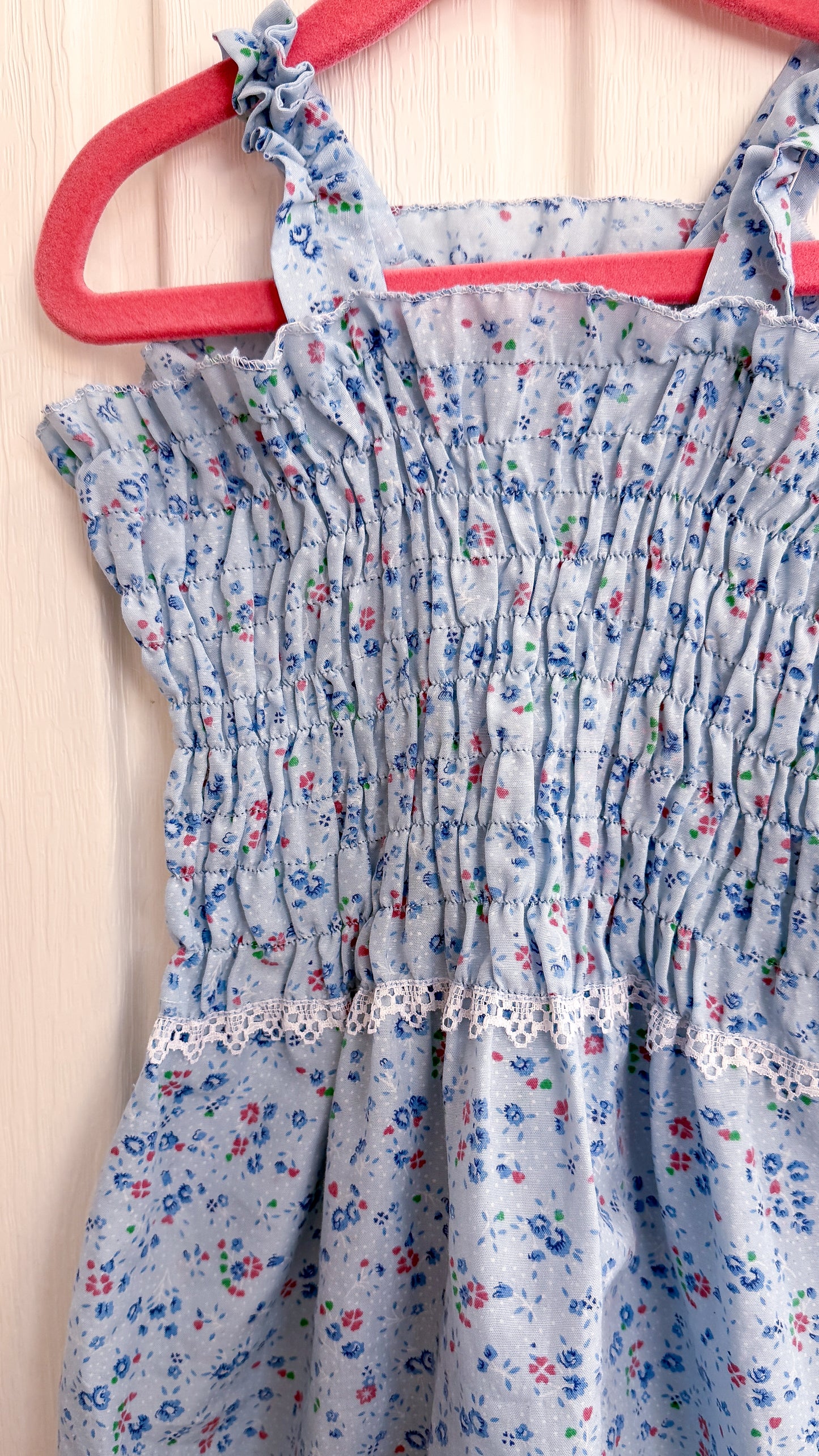 Enfants- Robe bleu fleurie- 4