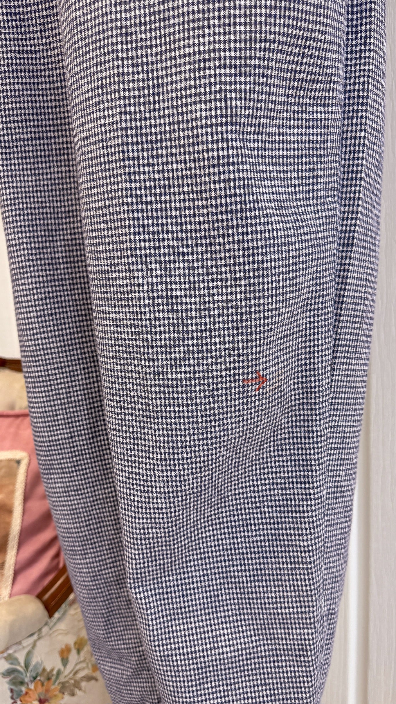 Pantalons en lin carreauté marine - small