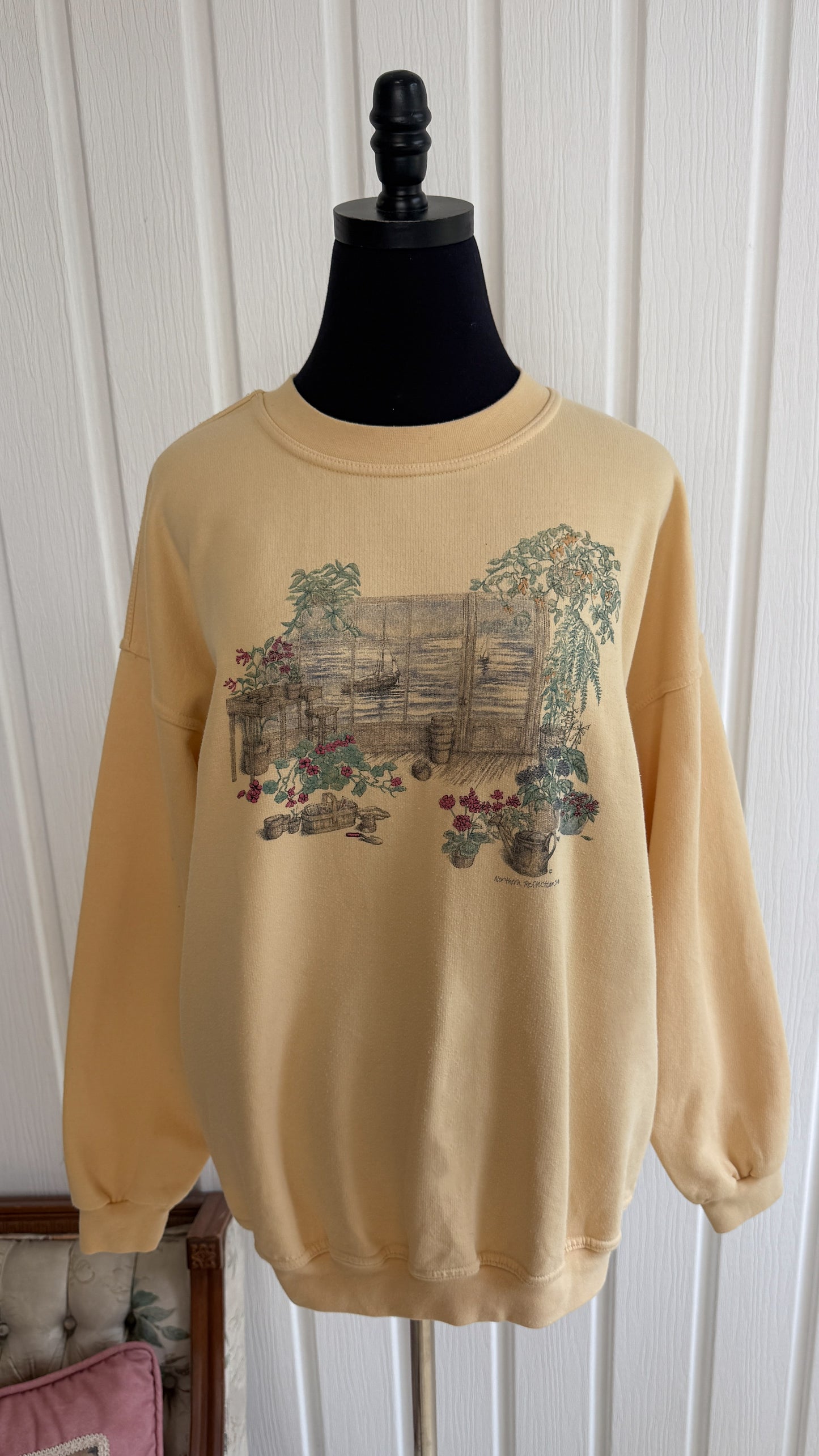 Chandail crewneck jaune jardin- large