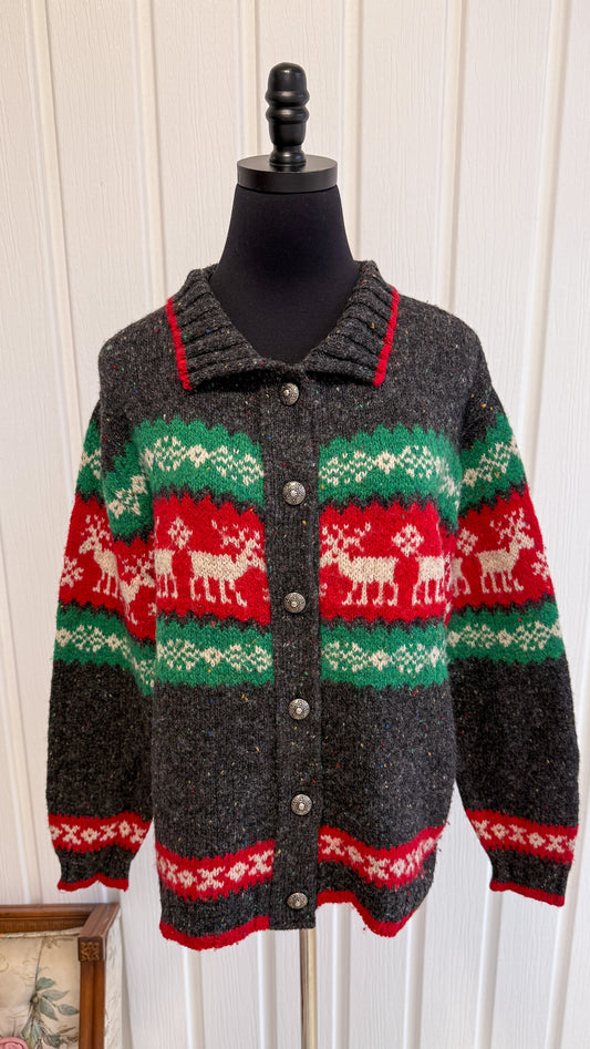 Cardigan tricot gris chevreuils-medium