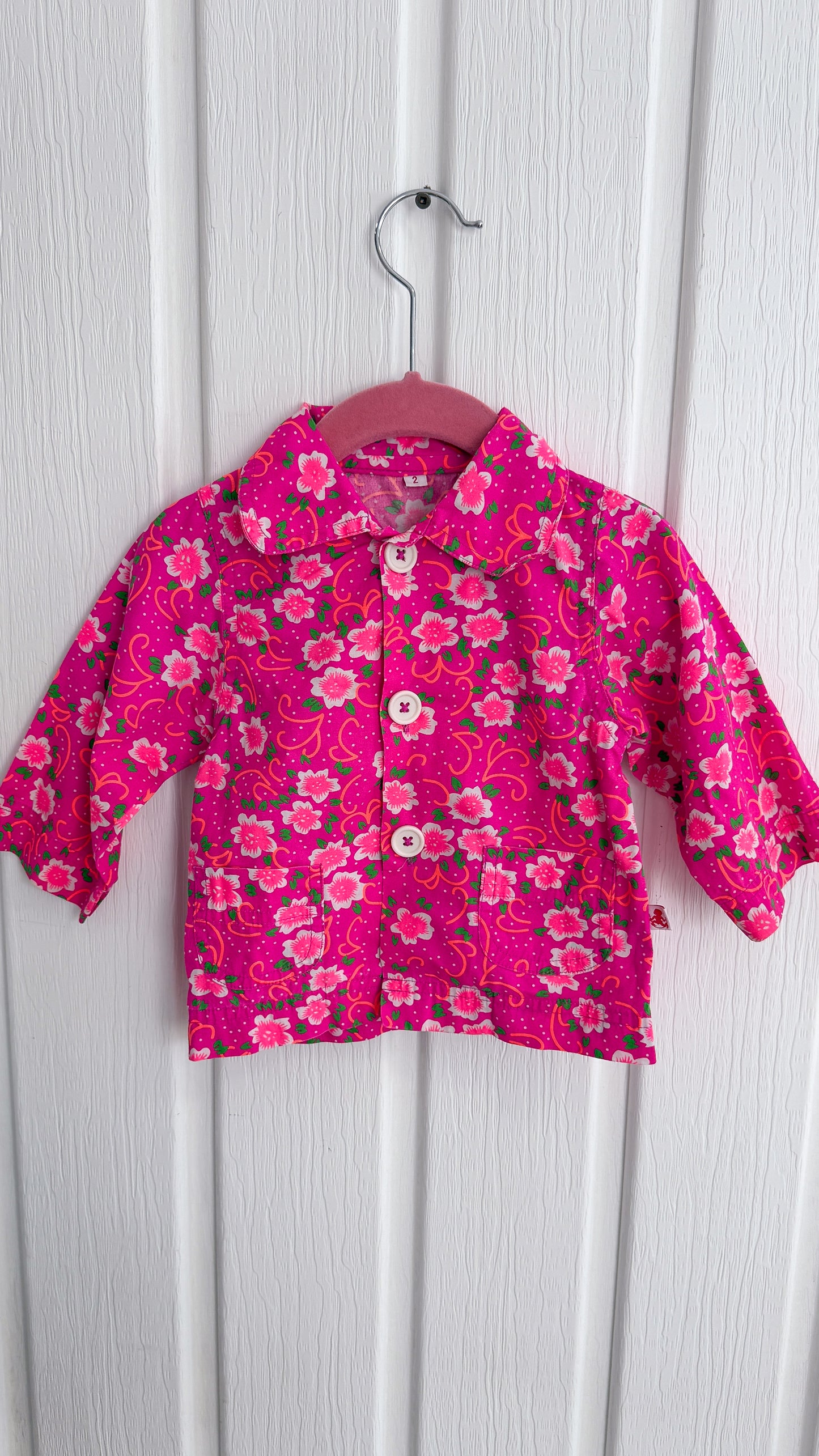 Enfants- Chemisier rose fleuris- 2