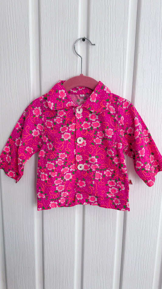 Enfants- Chemisier rose fleuris- 2
