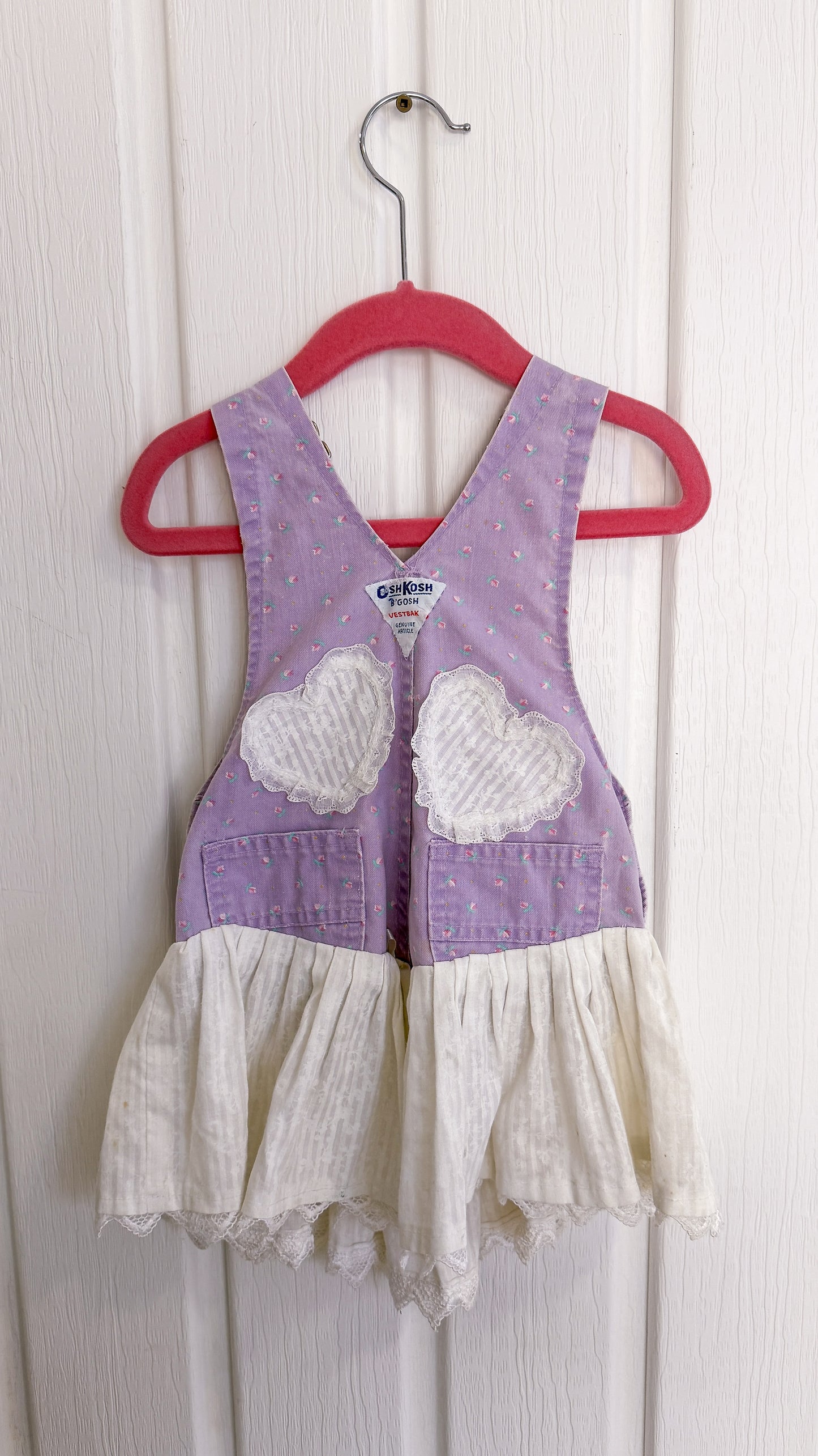 Enfants- Robe/salopette mauve fleurie- 18mois