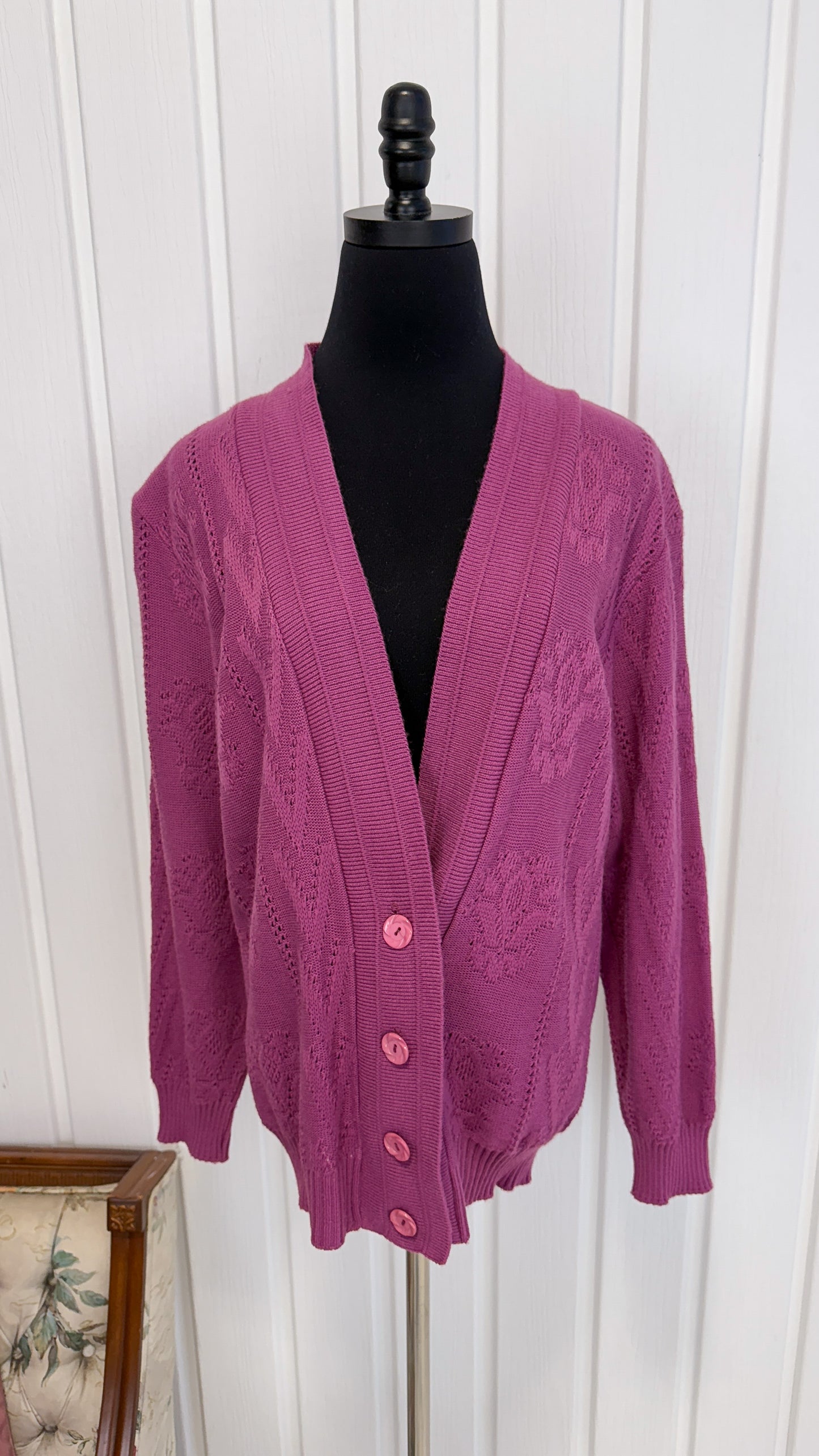 Cardigan tricot mauve - medium