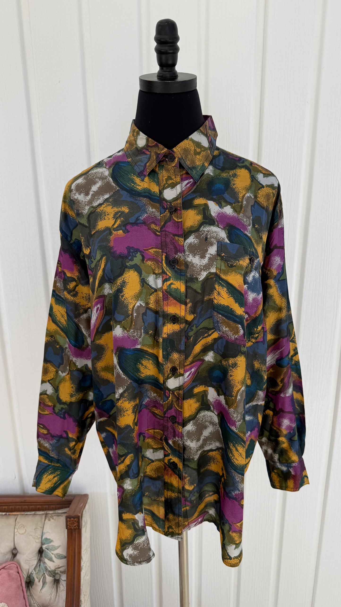 Chemisier en soie à motifs retros- medium