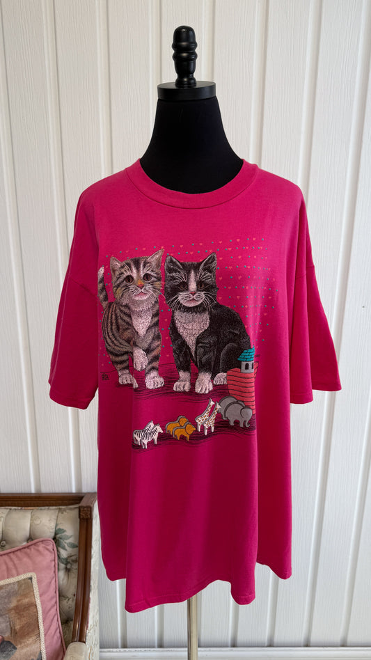 T-shirt rose chats- xx-large