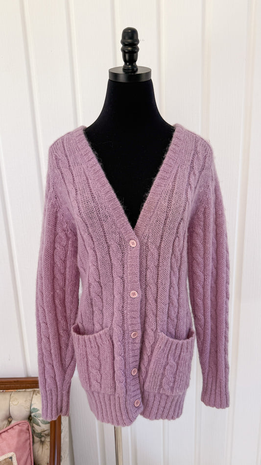 Cardigan en mohair lilas- small