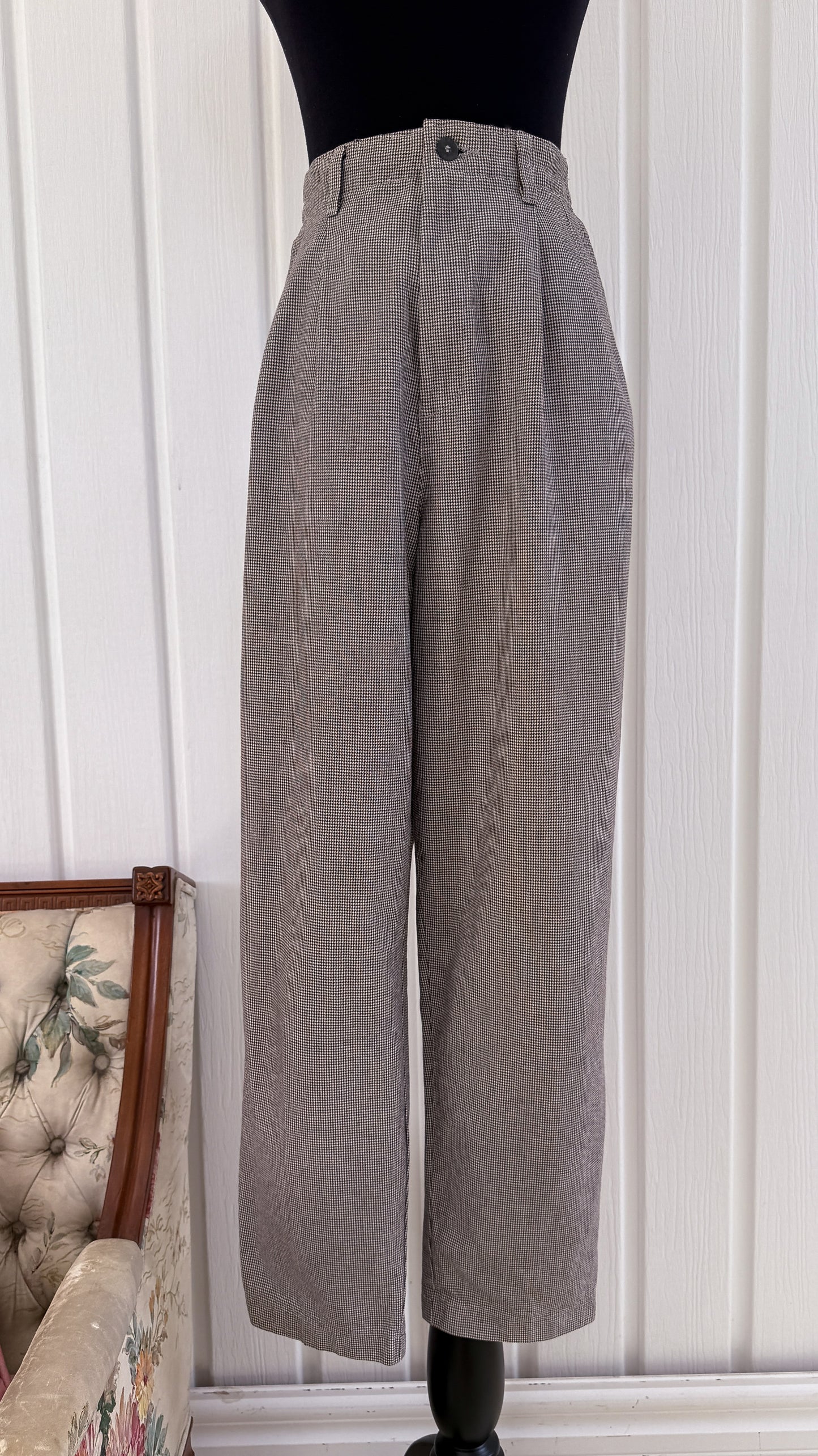 Pantalons pied-de-poule noir et blanc- medium