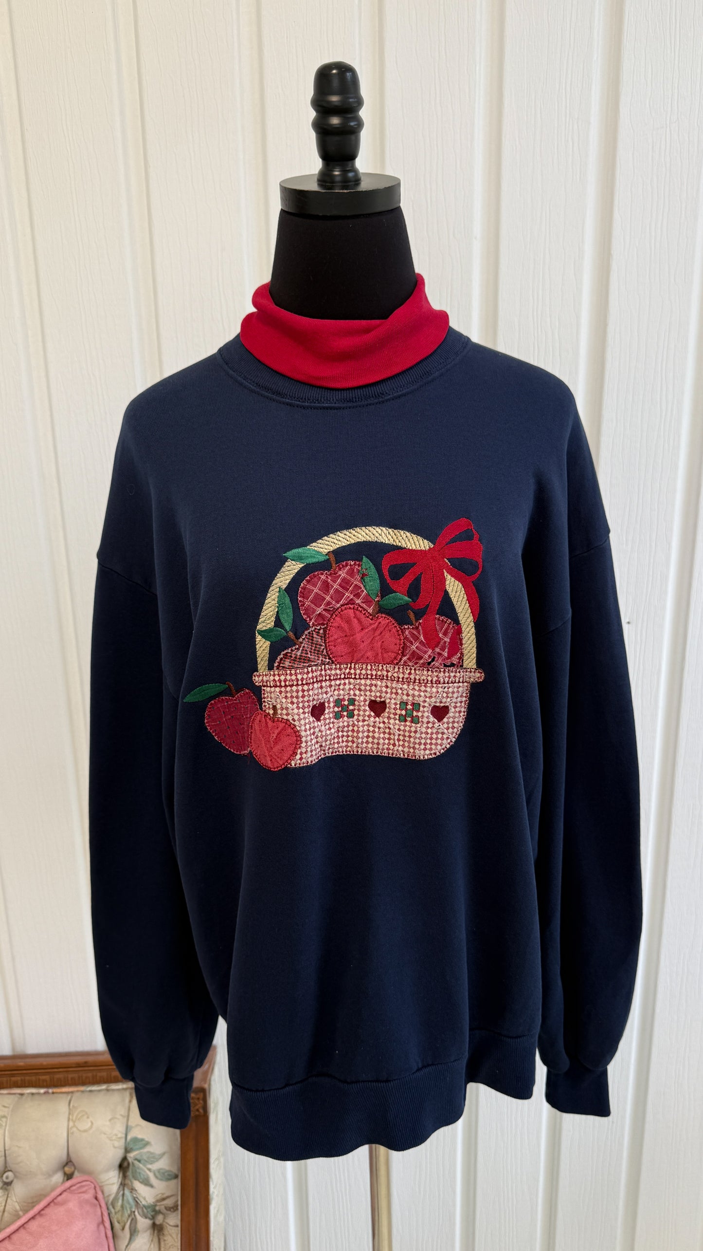 Chandail crewneck marine pommes- large