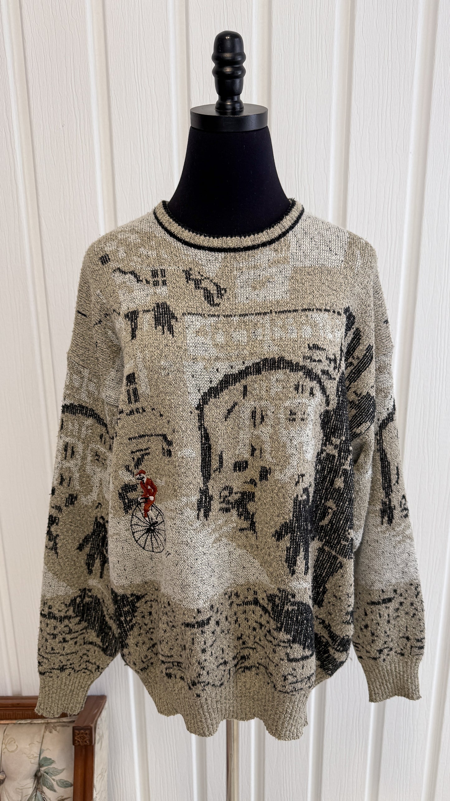 Chandail tricot beige vélo- large