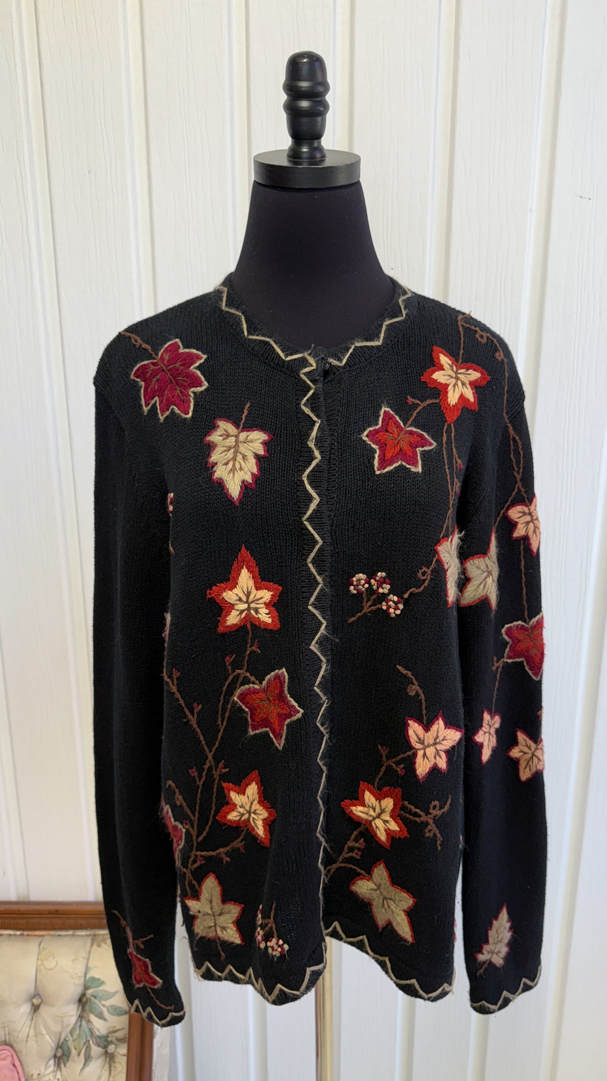 Cardigan tricot feuilles - medium