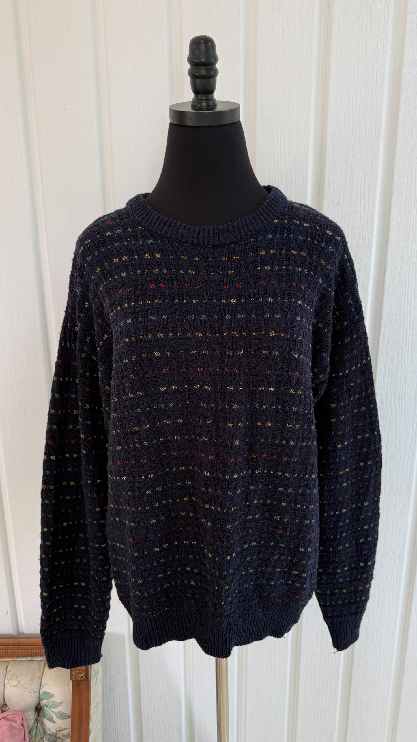 Chandail tricot marine rayures pointillé- medium