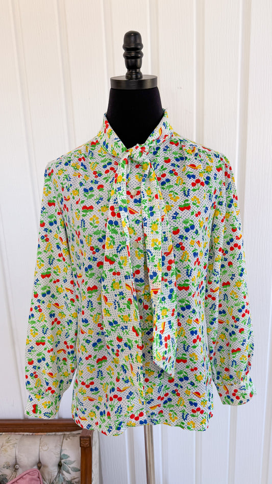 Chemisier blanc fruits et fleurs- medium
