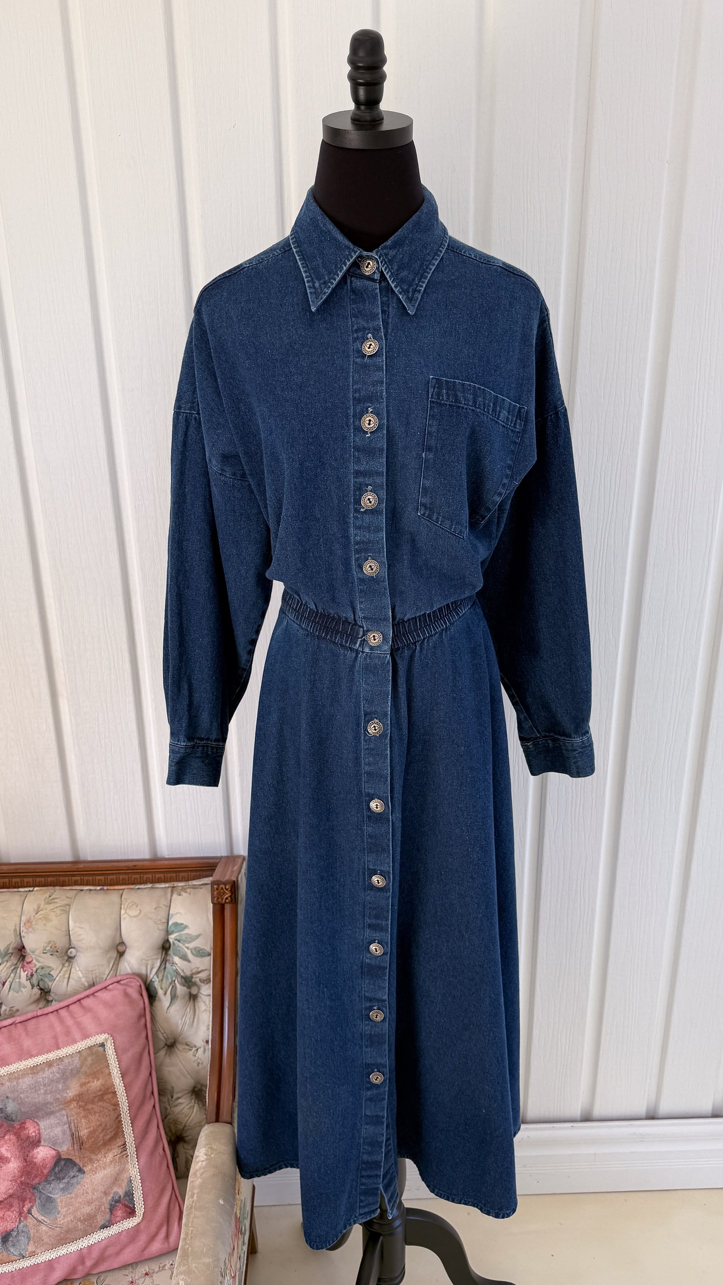 Robe chemisier en jeans- large