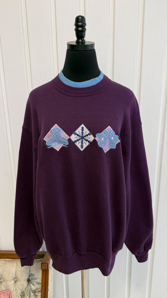Chandail crewneck mauve patins- large