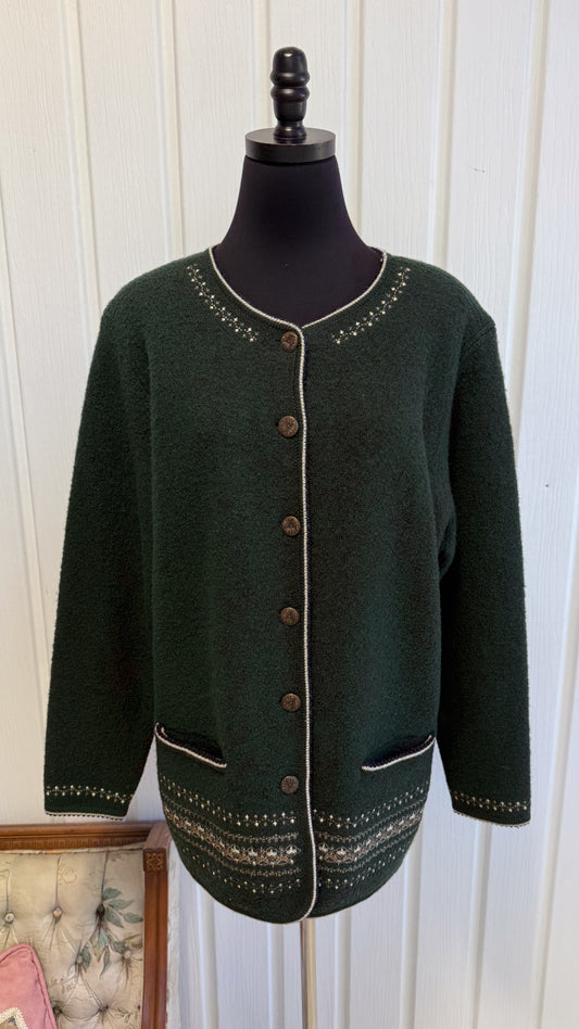 Cardigan en lainage vert fôret- medium