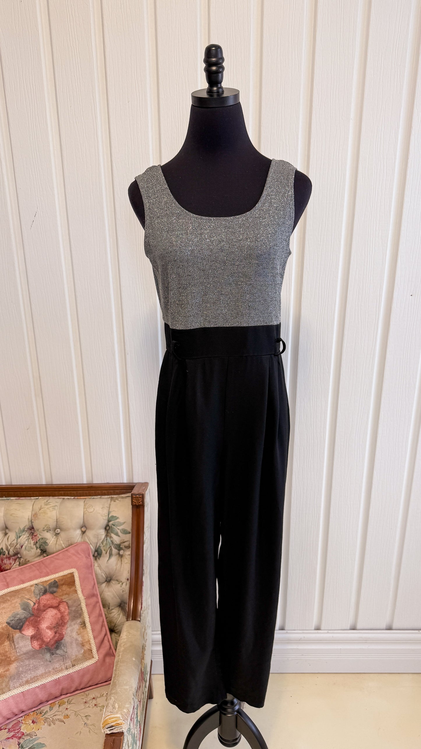 Jumpsuit noir et argent scintillant- medium