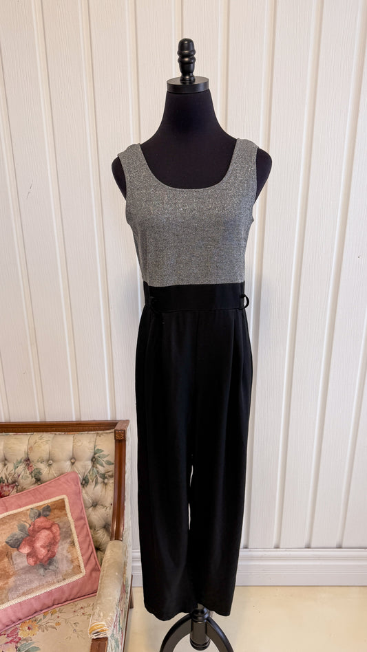 Jumpsuit noir et argent scintillant- medium
