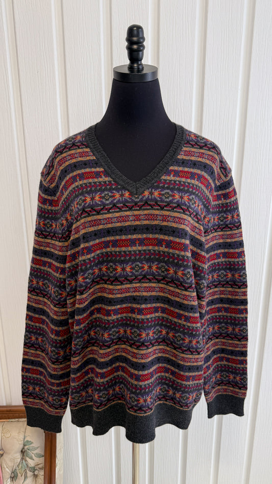 Chandail tricot mérino rayé- x-large